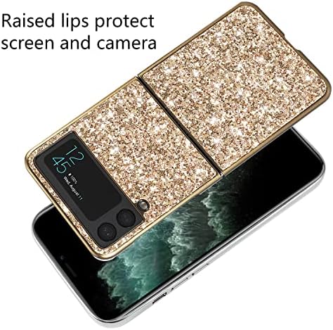 Compatibil cu Samsung Z Flip 4 caz sclipici rezistent la șocuri, telefon Samsung Galaxy Z Flip 4 caz Bling sclipitoare Moale
