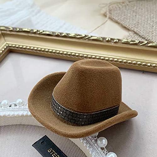 Lemonadeus cowboy pălărie de formă inele cutia de catifea bijuterii maro de depozitare pentru depozitare a inelelor