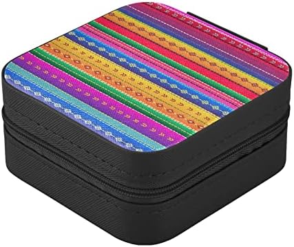 Wellday Bijuterii Cutie Mexicană Serape Stripes Portabile Bijuterii Travel Case de călătorie Organizator Cutie pentru depozitare
