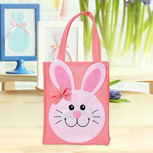 Kokiya Cartoon Rabbit Easter Tote Gift Bag, Husă durabilă cu mânere buzunar Genți portabile de cadou pentru Decor petrecere