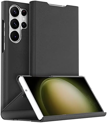 Araree capota Stand Galaxy S23 Ultra caz, proiectat pentru Samsung Galaxy S23 Ultra 5g, piele subțire magnetice Flip Folio