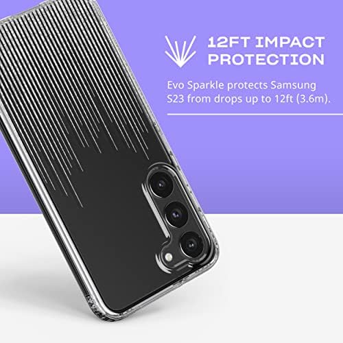 Tech21 EVO Sparkle pentru Samsung Galaxy S23 - Carcasă de telefon rezistentă la zgârieturi cu ploaie sclipitoare cu protecție