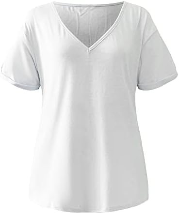 Tricou de culoare solidă casual pentru femei, cu mânecă scurtă de gât, cu mânecă scurtă casual, cămăși casual de fituri de