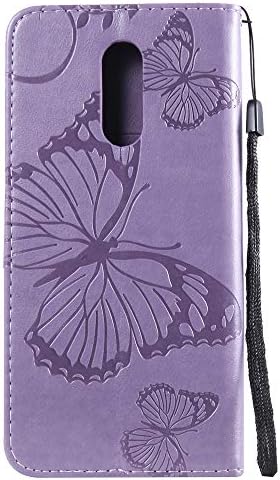 Caz ISADENSER pentru LG Stylo 5 portofel caz LG Stylo 5 Butterfly caz [afaceri Embossing] [Kickstand Flip] [slot pentru Card] [incuietoare magnetice] caz Flip pentru LG Stylo 5 Purple Butterfly KT