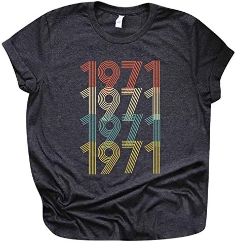 MIASHUI Maneca lunga T Shirt femei Pack cadou femei piese Tee Shirt Tee 1971 ziua de nastere drăguț Casual maneca lunga Running