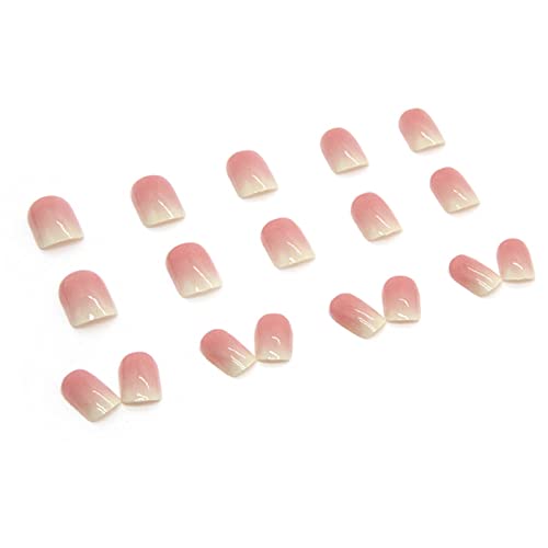 Hkanlre apăsați pe unghii scurte roz Unghii False pătrat acoperire completă Gradient unghii False pentru femei și fete 24buc