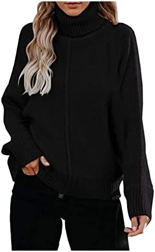 FMCHICO WOMENS Casual Casual cu mânecă lungă Turtleneck Chunky Tricot pulover pulover Jumper Tops