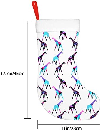 Ciorapi de Crăciun AGENSTER COLORFUL GIRAFFE Model de șemineu cu două fețe geometrice Ciorapi suspendate