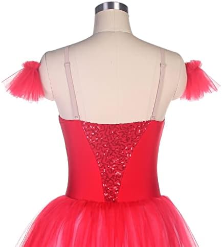 N/A Camisol Roșu Colț de catifea cu dantelă de paiete romantice Ballet Tutu Women Stage Performance Ballet Costum Tutu