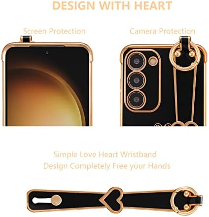 Ztofera Samsung Galaxy S23 Plus 5G Carcasă cu Kickstand, Luxy drăguț placă de margine Love Hearts Pattern curea pentru încheietura