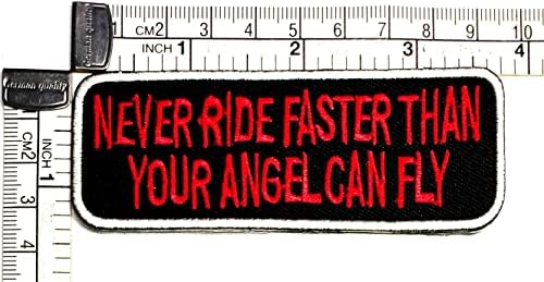 Kleenplus 2 buc. Nu călări niciodată mai repede decât Îngerul tău poate zbura Patch-uri de modă cuvânt amuzant autocolant patch-uri
