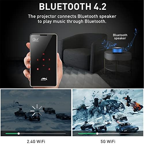 Wetyg Projector Mini Android 9.0 4000mAh Baterie, suport 4K Miracast Airplay Mobile Proiector Video Beamer Beamer