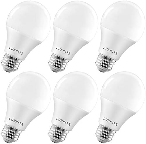 LUXRITE A19 bec LED 75W echivalent, 1100 lumeni, 3500K alb Natural, Becuri LED standard reglabile 11W, dispozitiv închis, Energy