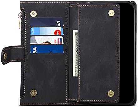 Telefon Flip portofel caz portofel caz compatibil cu iPhone 12 mini, fermoar caz cu RFID blocare Card titular Slot, magnetice