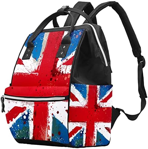 Rucsac cu sac de scutece VBFOFBV, rucsac cu scutec mare, rucsac de călătorie, rucsac laptop pentru femei, steag britanic vintage