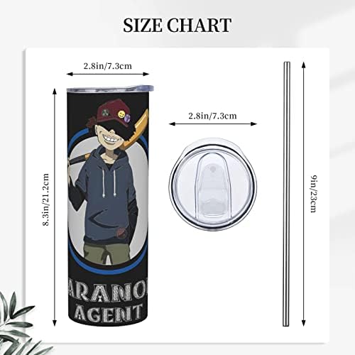 UNSUYU anime paranoia-agent din oțel inoxidabil cana de cafea izolată cu capace și paie dublu perete căni vid