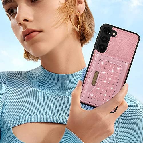 CCSmall pentru Samsung Galaxy S23 Crossbody portofel caz pentru femei, Bling Glitter PU piele telefon caz cu RFID blocare Card
