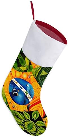 Parrot Art Flag Brazilia Craciun Stoaxe Socks cu șemineu de pluș atârnat pentru copac de Crăciun decor de casă