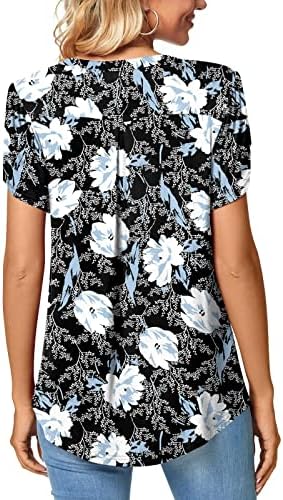 Topuri pentru femei 2023 Fashion Fashion Petal Mânecă v cămăși pentru gât Echiney Casual Floral Print Fit Tees Bluză de bază