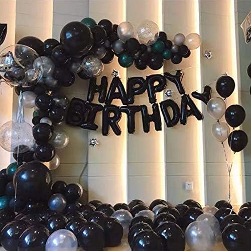 Baloane negre baloane de petrecere din Latex, pachet de 50 de baloane de heliu Negru de 12 inci cu panglică neagră pentru nunta