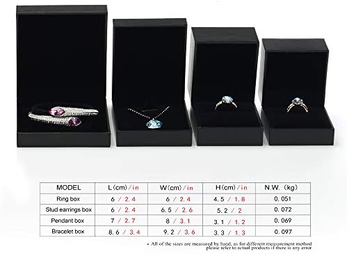 Set de bijuterii Woodten Set de bijuterii Cutii cadou pentru cercei cu inel/știft/colier pandantiv/brățară bijuterii negre