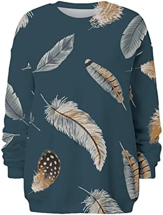 Femei Gât rotund tricoul Casual caracteristica imprimare maneca lunga Pulover Topuri ușoare tricoul vrac se potrivi Bluze