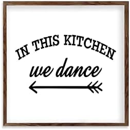 Citate de inspirație cocoken Sign lemn încadrat în această bucătărie Dansăm placă din lemn cu cadru 12 x 12 rustic imprimat