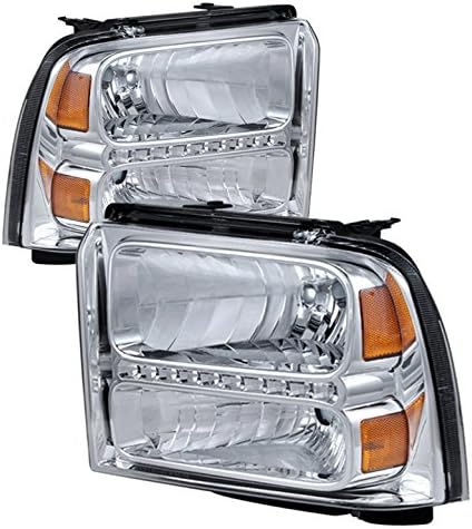 Zmautoparts înlocuire LED Faruri crom w / 6.25 alb LED DRL compatibil cu 2005-2007 Ford F-250 F-350 Superduty
