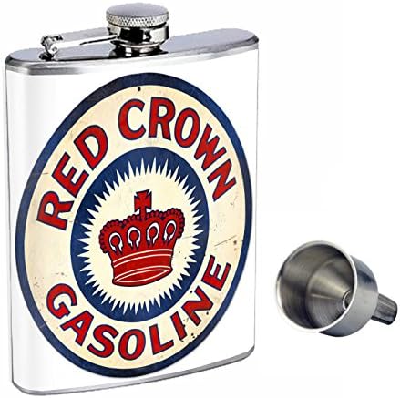 Perfecțiune în stil 8oz sticlă de whisky din oțel inoxidabil cu pâlnie gratuită D-257 Red Crown benzină