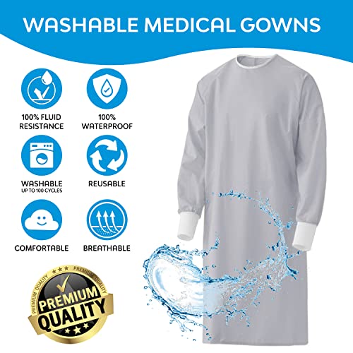 Rochii de izolare reutilizabile de nobili - Protecția personalului pentru spital, rochii de blocaj gri pentru medic - rochii