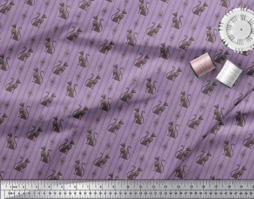 Soimoi bumbac Jersey Fabric Stripe & amp; Cat Animal Printed Fabric 1 curte 58 Inch lățime