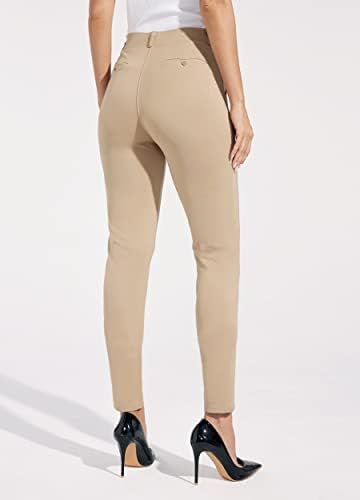Pantaloni de rochie de yoga pentru femei Willit Skinny Slacks Slim Fit Stretch Office Pantaloni casual Petite/Regular 4 Buzunare