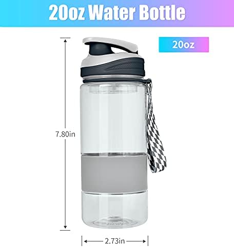 Supkit 20 oz sticla de apă Sticle de apă din plastic cu straturi de straturi, rezistență la scurgeri, ușor reutilizabile sticle