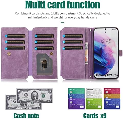 Furiet compatibil cu Samsung Galaxy S21 Plus Glaxay S21 + 5g portofel caz 9 Card sloturi retro piele Flip Card de Credit titularul