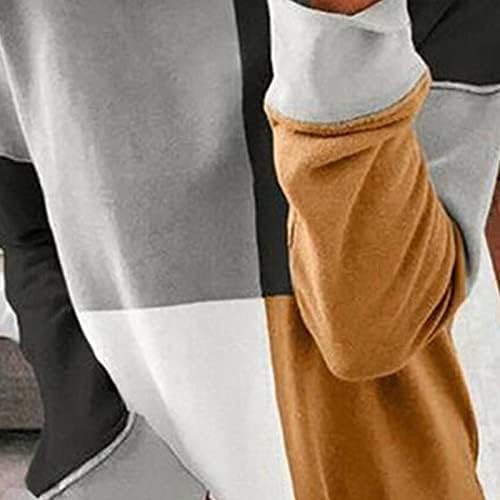 Femei Colorblock Cauzal Slimat Slim Panouri Atletice Crewneck Pullover cu mânecă lungă Outwear Sport Tunică imprimată relaxată