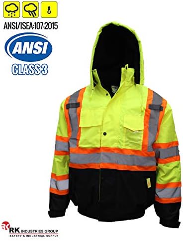 Îmbrăcăminte de lucru pentru siguranță Troia WJX7012 ANSI pentru bărbați Clasa 3 Vizibilitate înaltă Jachetă de siguranță,