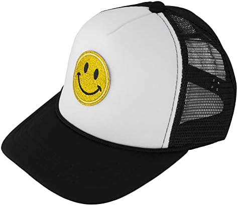 Pălărie de față zâmbet brodat cu coroană înaltă plasă de plasă de plasă reglabilă snapback pentru bărbați și femei