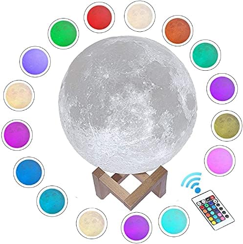 Gahaya 16 culori lampă lună, telecomandă și control tactil, lumină luna imprimată 3D, Material PLA, reîncărcare USB, cadou