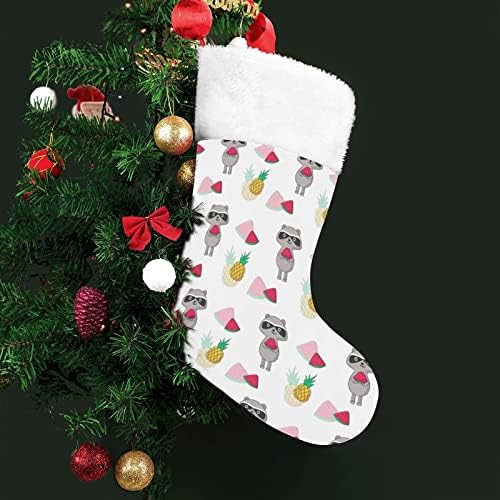 Model de vară cu șosete de Crăciun Raccoon Stoching Xmas Tree Santa Ornamente Decorațiuni pentru șemineu pentru șemineu 16,5