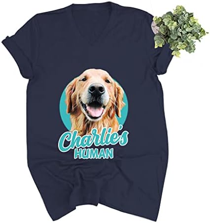 Pawarts personalizate câine cadouri V-Neck Shirt-Cadouri pentru câine mama femei Tricou Grafic Tees