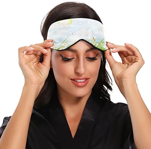Dandelion Fluture Fluture Masca de somn respirabil, senzație rece de somn acoperire pentru odihnă de vară, elastică conturată