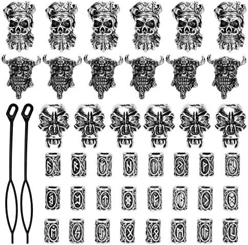 4sets împletituri accesoriu pentru argint pentru a face pandantive împletite craniu retro cu perle de decor de brățări rune