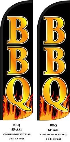 BBQ Two Swooper Feather Flag Flag