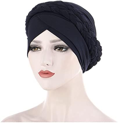 Femei Cu Nervuri Musulmane Beanie Capace Stretchy Culoare Solidă Trendy Cald Knit Craniu Capace Femei Turban Iarna În Aer Liber