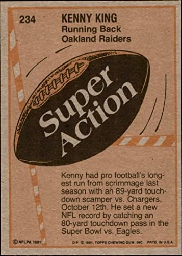 1981 Topps 234 Super Action Kenny King Oakland Raiders NM Raiders Oklahoma