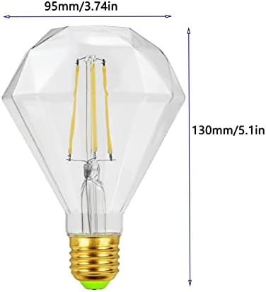 Lxcom iluminat 4W Diamond LED Edison bec Vintage Nostalgic LED Filament bec neutru alb 4000k E26 bec decorativ diamant pentru