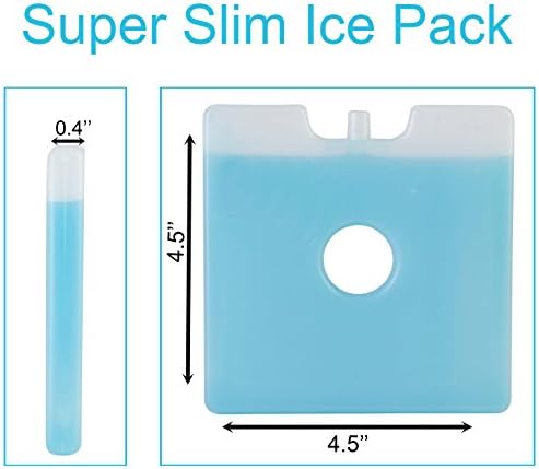 Pungi Jay pachete de gheață Slim Fit pentru răcitoare, Cutii de prânz și pungi de prânz, reutilizabile, 4,5 x 4,5 x 0,4 inci,