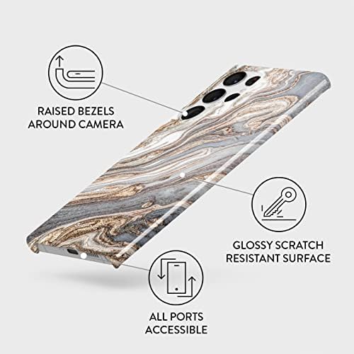 Carcasă de telefon Burga compatibilă cu Samsung Galaxy S22 Ultra - nuanțe gri și aurite marmură nudă nisip maro natural drăguț