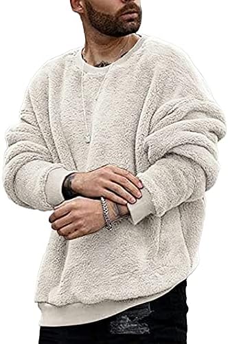 Xxbr fuzzy pulover pentru bărbați, 2021 Fashion Fluffy Crewneck Panouri confortabile pulovere casual Fall Winter Warm Jumper