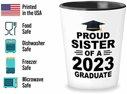 Flairy Land Graduation 2023 Shot Glass 1,5 oz - sora mândră a absolventului din 2023-Student de liceu Felicitări clasa Senior din 2023 masterat coleg de clasă doctorate PHD